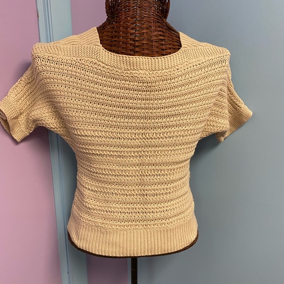 Ann Taylor Loft Basket Weave Tan Shirt Sleeve Sweater 🍂 - Picture 4 of 6